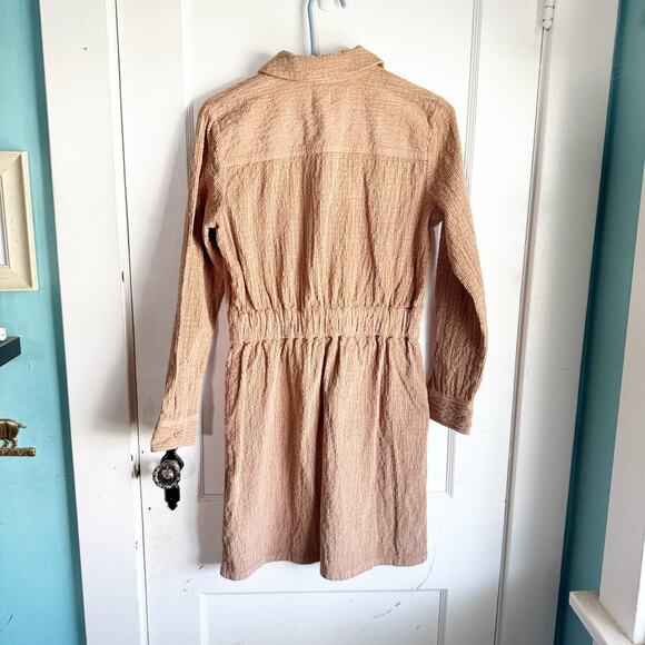 J. Crew Tan Waist Corduroy Dress Size 2 Zip Front Cinched NEW Texture Utility - Picture 14 of 16